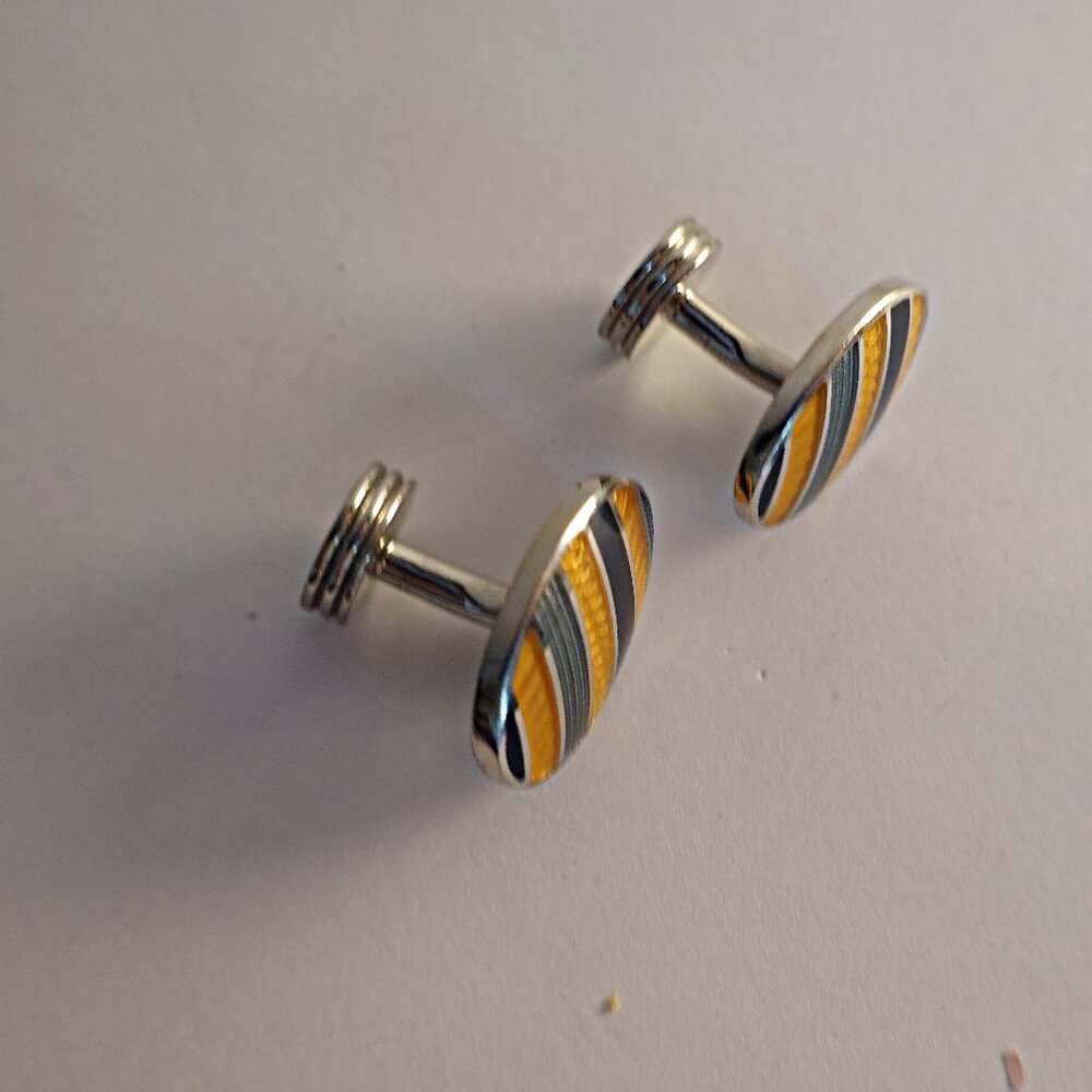 Charles Tyrwhitt Oval enamel cuff links EUC